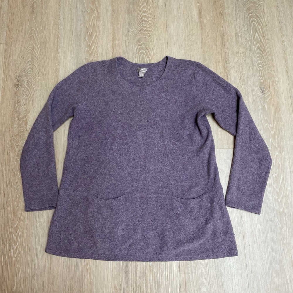 J. Jill Italian Yarn Wool & Cashmere Small Petite Tunic Sweater Purple Preppy